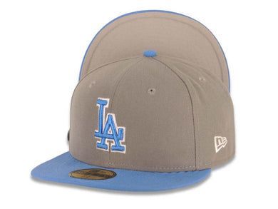 Los Angeles Dodgers New Era MLB 59FIFTY 5950 Fitted Cap Hat Gray Crown Sky Blue Visor Blue/White Logo