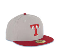 Load image into Gallery viewer, Texas Rangers New Era MLB 59FIFTY 5950 Fitted Cap Hat Gray Crown Cardinal Visor Cardinal/White Logo
