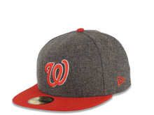 Load image into Gallery viewer, Washington Nationals New Era MLB 59FIFTY 5950 Fitted Melton Cap Hat Gray Crown Red Visor Red/White Logo
