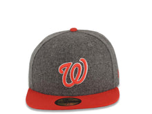 Load image into Gallery viewer, Washington Nationals New Era MLB 59FIFTY 5950 Fitted Melton Cap Hat Gray Crown Red Visor Red/White Logo
