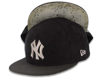 Load image into Gallery viewer, (Suede Crown) New York Yankees New Era MLB 59FIFTY 5950 Cap Hat Black Crown Dark Gray Visor Gray/White Logo
