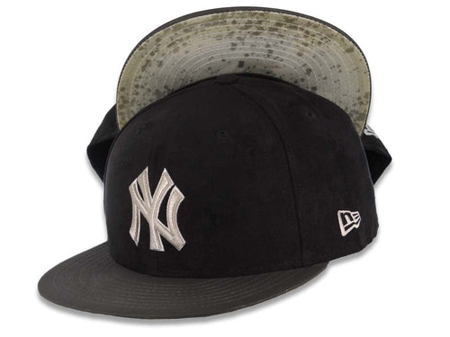 (Suede Crown) New York Yankees New Era MLB 59FIFTY 5950 Cap Hat Black Crown Dark Gray Visor Gray/White Logo