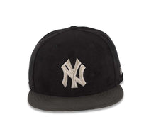 Load image into Gallery viewer, (Suede Crown) New York Yankees New Era MLB 59FIFTY 5950 Cap Hat Black Crown Dark Gray Visor Gray/White Logo
