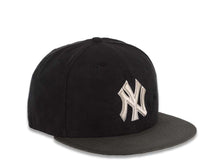 Load image into Gallery viewer, (Suede Crown) New York Yankees New Era MLB 59FIFTY 5950 Cap Hat Black Crown Dark Gray Visor Gray/White Logo
