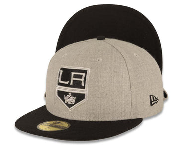 Los Angeles Kings New Era NHL 59FIFTY 5950 Fitted Cap Hat Heather Gray Crown Black Visor Black Logo