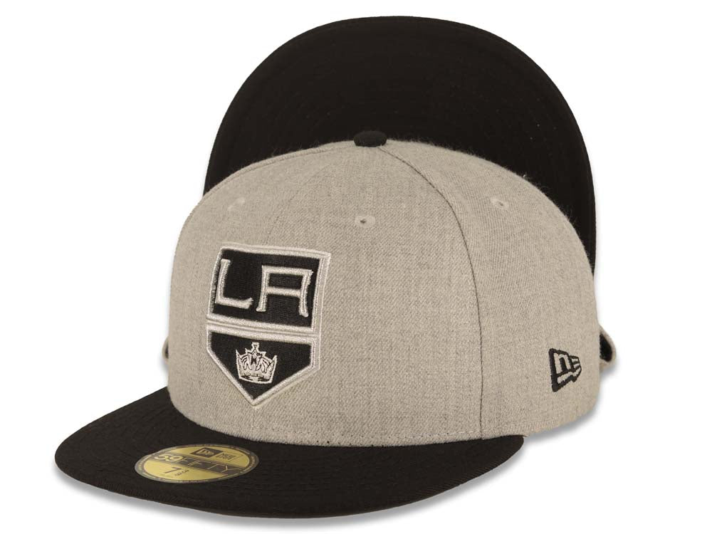 Los Angeles Kings New Era NHL 59FIFTY 5950 Fitted Cap Hat Heather Gray Crown Black Visor Black Logo