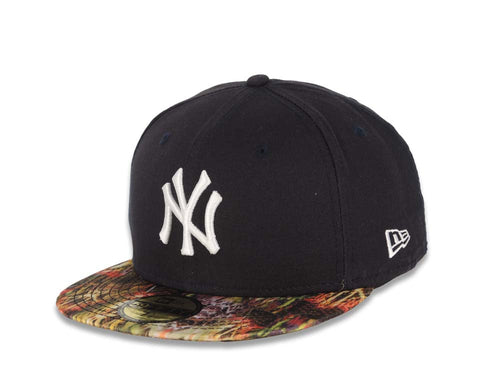 New York Yankees New Era MLB 59FIFTY 5950 Fitted Cap Hat Navy Blue Crown Snake Skin Visor White Logo