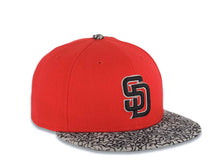 Load image into Gallery viewer, San Diego Padres New Era MLB 59FIFTY 5950 Fitted Cap Hat Red Crown Elphant Print Gray Visor Black/Gray Logo
