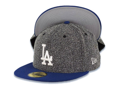 Los Angeles Dodgers New Era MLB 59FIFTY 5950 Fitted Cap Hat Black/Gray Spec Crown Royal Blue Visor White Logo
