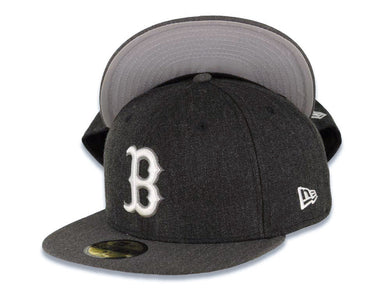 Boston Red Sox New Era MLB 59FIFTY 5950 Fitted Heather Cap Hat Black Crown Dark Gray Visor White/Dark Gray Logo