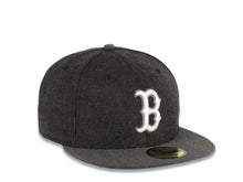 Load image into Gallery viewer, Boston Red Sox New Era MLB 59FIFTY 5950 Fitted Heather Cap Hat Black Crown Dark Gray Visor White/Dark Gray Logo
