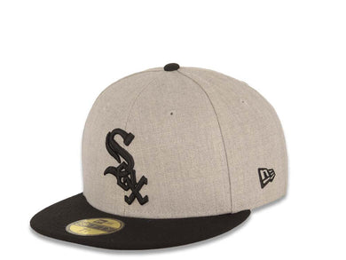 Chicago White Sox New Era MLB 59FIFTY 5950 Fitted Heather Cap Hat Gray Crown Black Visor Black Logo