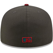 Load image into Gallery viewer, Toronto Blue Jays New Era MLB 59FIFTY 5950 Fitted Cap Hat Dark Gray Crown Cardinal Visor Teal/Cardinal Logo Rodgers Centre Stadium Side Patch
