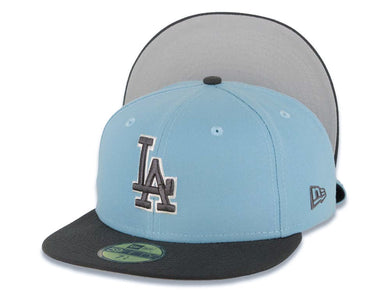 Los Angeles Dodgers New Era MLB 59FIFTY 5950 Fitted Cap Hat Light Blue Crown Dark Gray Visor Black/White Logo