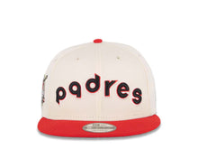 Load image into Gallery viewer, (Youth) San Diego Padres New Era MLB 9FIFTY 950 Kid Snapback Cap Hat Cream Crown Red Visor Black/Red Text/Script Logo 40th Anniversary Side Patch

