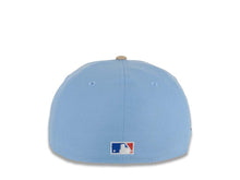 Load image into Gallery viewer, San Diego Padres New Era MLB 59FIFTY 5950 Fitted Cap Hat Sky Blue Crown Khaki Visor White/Metallic Blue Logo 40th Anniversary Side Patch Pink UV
