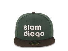 Load image into Gallery viewer, San Diego Padres New Era MLB 59FIFTY 5950 Fitted Cap Hat Green Crown Brown Visor Cream/Brown Script Logo Petco Park Side Patch Gray UV
