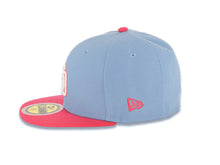 Load image into Gallery viewer, (Youth) San Diego Padres New Era MLB 59FIFTY 5950 Fitted Cap Hat Sky Blue Crown Magenta Visor White/Magenta Logo Mexico Flag Side Patch Gray UV
