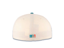 Load image into Gallery viewer, San Diego Padres New Era MLB 59FIFTY 5950 Fitted Cap Hat Cream Crown Navy Blue Visor Light Orange/Aqua Logo 1998 World Series Side Patch Gray UV
