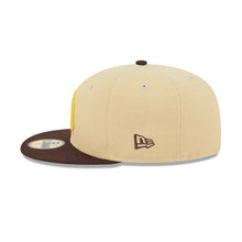 Load image into Gallery viewer, San Diego Padres New Era MLB 59FIFTY 5950 Fitted Cap Hat Vegas Gold Crown Brown Visor Yellow Logo Stadium Side Patch (Illusion)
