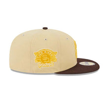 Load image into Gallery viewer, San Diego Padres New Era MLB 59FIFTY 5950 Fitted Cap Hat Vegas Gold Crown Brown Visor Yellow Logo Stadium Side Patch (Illusion)
