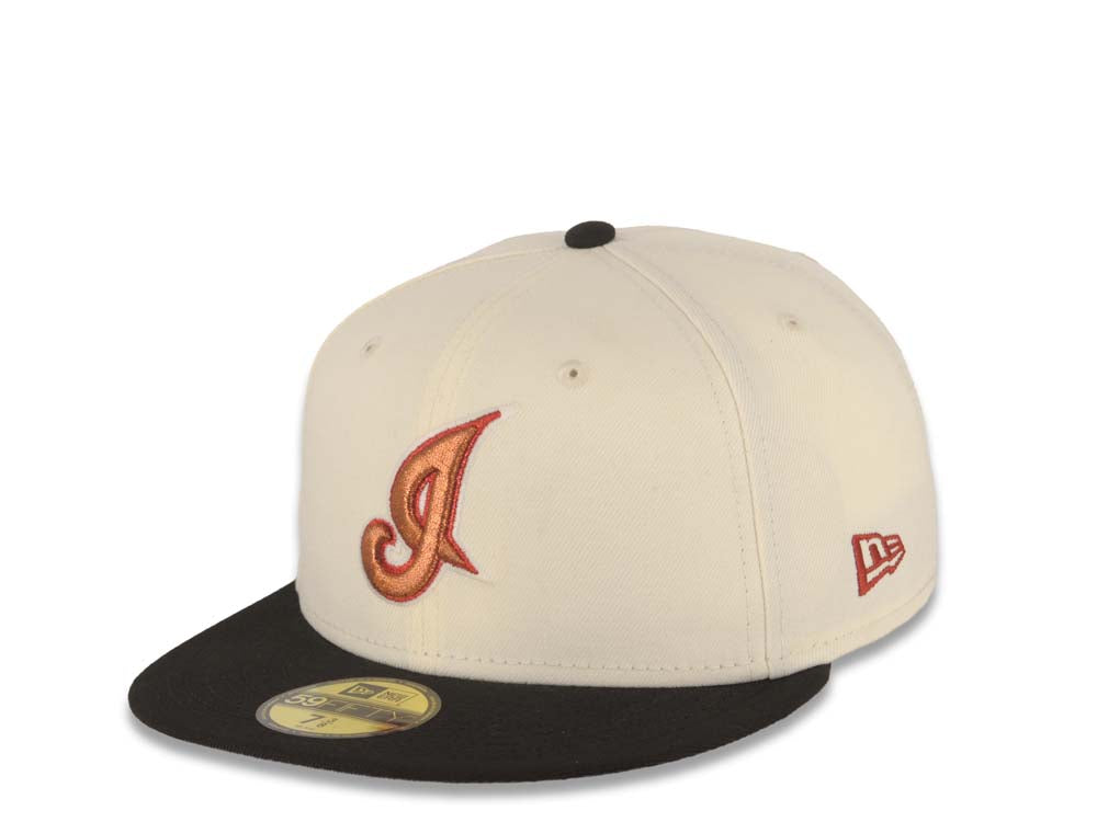 Cleveland Indians New Era MLB 59FIFTY 5950 Fitted Cap Hat Cream