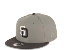 Load image into Gallery viewer, San Diego Padres New Era MLB 9FIFTY 950 Snapback Cap Hat Gray Crown Dark Gray Visor White/Black Logo 40th Anniversary Side Patch Gray UV
