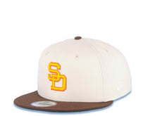 Load image into Gallery viewer, San Diego Padres New Era MLB 9FIFTY 950 Snapback Cap Hat Cream Crown Brown Visor Yellow/Orange Logo Stadium Side Patch Green UV
