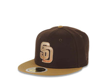 Load image into Gallery viewer, (Youth) San Diego Padres New Era MLB 59FIFTY 5950 Kid Fitted Cap Hat Brown Crown Wheat Visor Metallic Brown Gradient Logo Petco Park Side Patch
