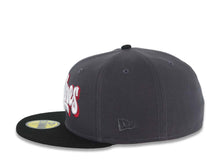 Load image into Gallery viewer, San Diego Padres New Era MLB 59FIFTY 5950 Fitted Cap Hat Dark Gray Crown Black Visor White/Cardinal Script/Text Logo City Scape Side Patch Gray UV
