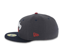 Load image into Gallery viewer, San Diego Padres New Era MLB 59FIFTY 5950 Fitted Cap Hat Dark Gray Crown Navy Blue Visor White/Cardinal Script/Text Logo 40th Anniversary Side Patch
