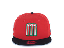 Load image into Gallery viewer, Mexico New Era WBC 9FIFTY 950 Snapback Cap Hat Red Crown Black Visor White/Green/Red Logo Mexico Flag Side Patch Gray UV
