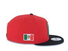 Load image into Gallery viewer, Mexico New Era WBC 9FIFTY 950 Snapback Cap Hat Red Crown Black Visor White/Green/Red Logo Mexico Flag Side Patch Gray UV
