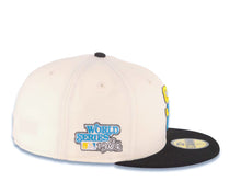 Load image into Gallery viewer, San Diego Padres New Era MLB 59FIFTY 5950 Fitted Cap Hat Cream Crown Black Visor Yellow/Blue Logo 1984 World Series Side Patch Gray UV
