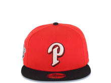 Load image into Gallery viewer, San Diego Padres New Era MLB 59FIFTY 5950 Fitted Cap Hat Red Crown Black Visor Glow White/Black Logo 1998 World Series Side Patch Gray UV
