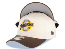 Load image into Gallery viewer, San Diego Padres New Era MLB 9FORTY 940 Adjustable A-Frame Cap Hat Cream Crown Brown Visor Brown/Yellow Baseball Club Logo Gray UV
