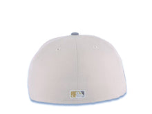 Load image into Gallery viewer, San Diego Padres New Era MLB 59FIFTY 5950 Fitted Cap Hat Stone Crown Gray Visor Metallic Gold/Gray Text/Script Logo Petco Park 20 Years Side Patch
