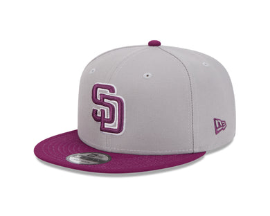 San Diego Padres New Era MLB 9FIFTY 950 Snapback Cap Hat Gray Crown Purple Visor Purple/White Logo (Color Pack)