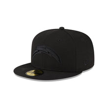 Load image into Gallery viewer, Los Angeles Chargers New Era NFL 59FIFTY 5950 Fitted Black On Black/Blacked Out Cap Hat Black Crown/Visor Black Logo Black UV
