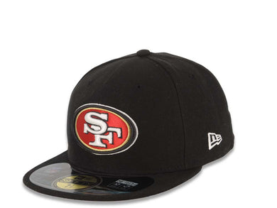 San Francisco 49ers New Era 59FIFTY 5950 Fitted Cap Hat Black Crown/Visor Team Color Logo Super Bowl Side Patch