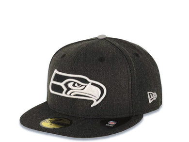 Seattle Seahawks New Era NFL 59FIFTY 5950 Fitted Heather Cap Hat Gray/Black Crown/Visor Black/White Logo