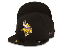 Load image into Gallery viewer, Minnesota Vikings New Era NFL 59FIFTY 5950 Fitted Cap Hat Black Crown/Visor Team Color Logo
