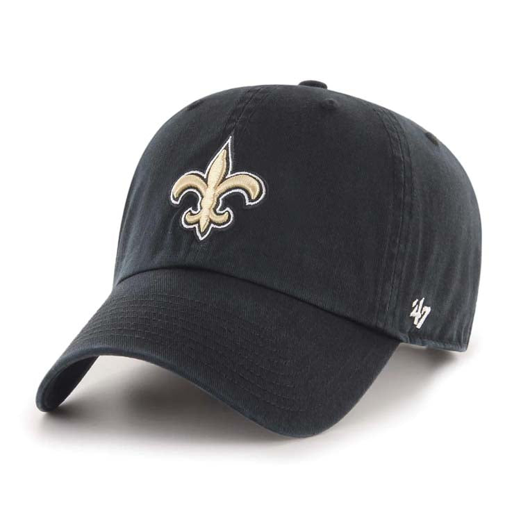 (Youth) New Orleans Saints '47 Brand NFL Clean Up Adjustable Kid Cap Hat Black Crown/Visor Team Color Logo