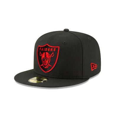 Las Vegas Raiders New Era NFL 59FIFTY 5950 Fitted Cap Hat Black Crown/Visor Black/Red Logo