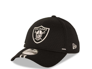 Oakland Raiders New Era NFL 39THIRTY 3930 Flexfit Shadow Tech Cap Hat Black Crown/Visor Team Color Logo (2018 Training)