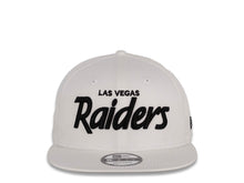 Load image into Gallery viewer, Las Vegas Raiders New Era NFL 9Fifty 950 Snapback Cap Hat White Crown Black &quot;Las Vegas Raiders&quot; Script Logo
