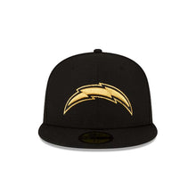 Load image into Gallery viewer, Los Angeles Chargers New Era NFL 59FIFTY 5950 Fitted Cap Hat Black Crown/Visor Metallic Gold/Black Logo
