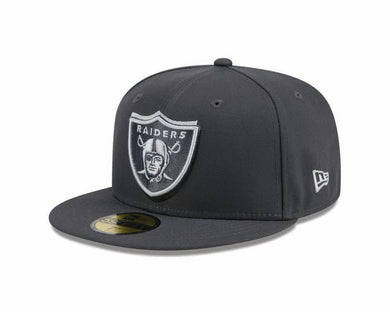 Raiders New Era 59FIFTY 5950 Fitted Cap Hat Dark Gray Crown/Visor Team Color Logo Once A Raider Always A Raider (2024 Draft)
