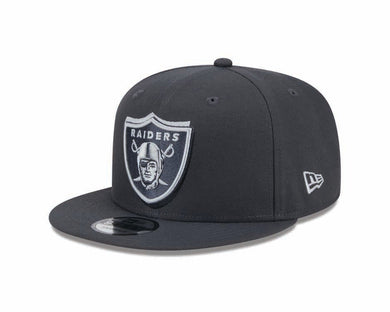 Raiders New Era 9FIFTY 950 Snapback Cap Hat Dark Gray Crown/Visor Gray Logo Once A Raider Always A Raider (2024 Draft)