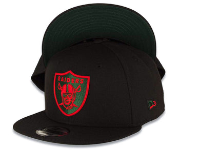 Las Vegas Raiders New Era NFL 9FIFTY 950 Snapback Cap Hat Black Crown/Visor Red/Green Logo Green UV